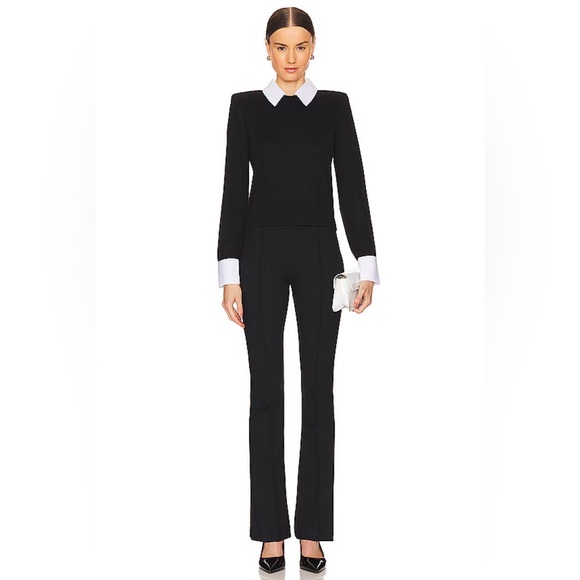 L'AGENCE April Poplin Collar Pullover in Black - Picture 9 of 16